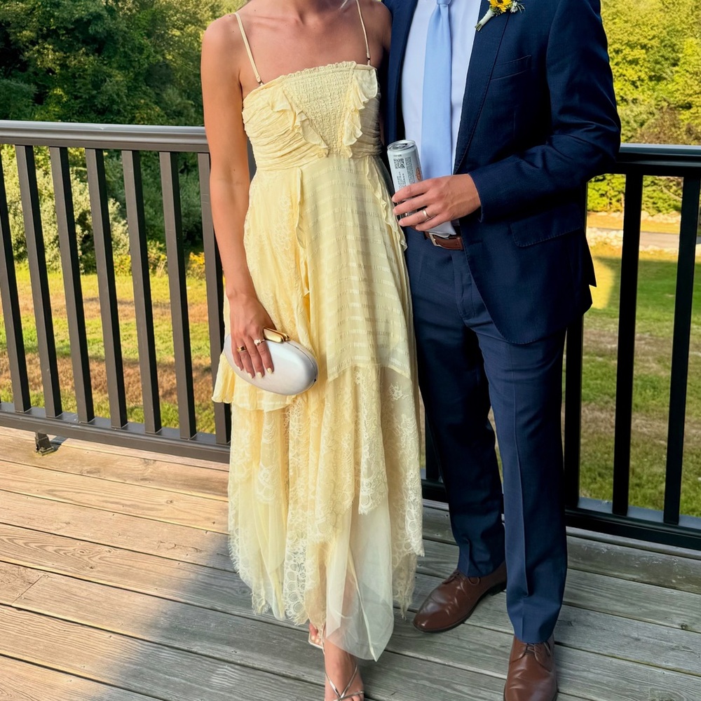 Elegant free people Yellow Lace Dress